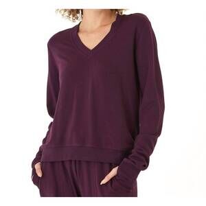 NEW THREADS 4 THOUGHT edwina feather fleece top in maroon
